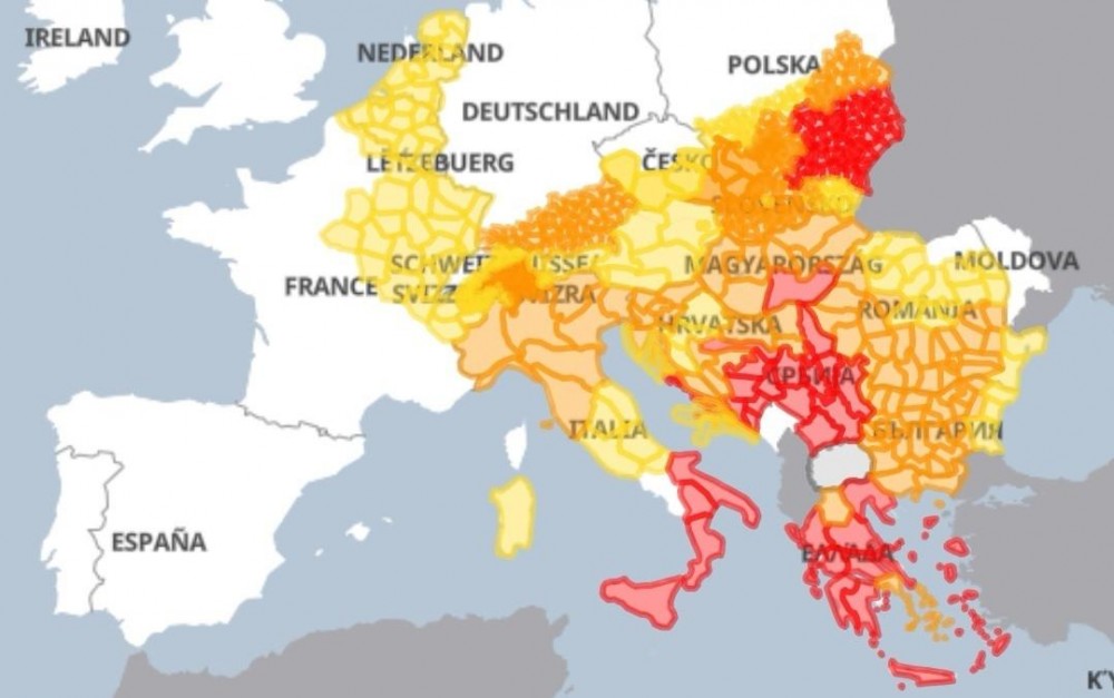 Temperaturi record în zona mediteraniană. Temperatura minimă în Grecia nu a coborât sub 34,3°C